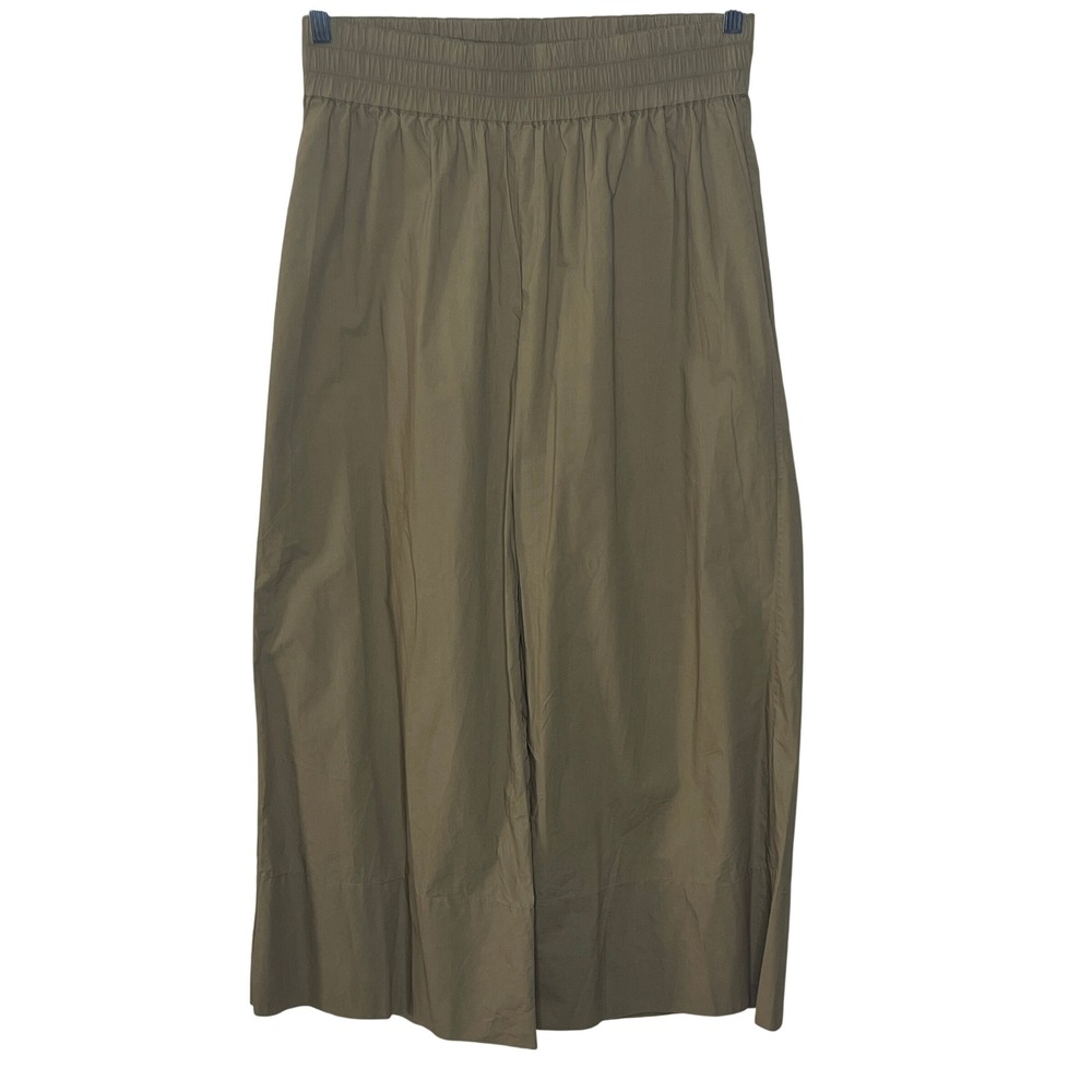 BY MALENE BIRGER Tarra Wide Leg Cropped Pants Brown Elastic Waist Size 40